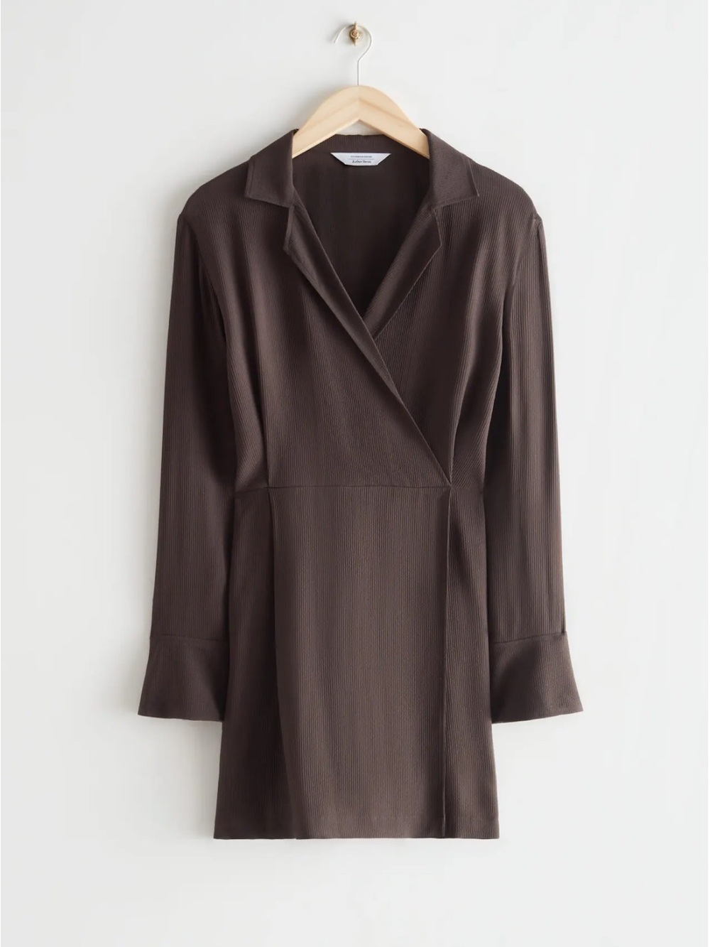 & Other Stories Women's Brown Collared Wrap Mini Dress